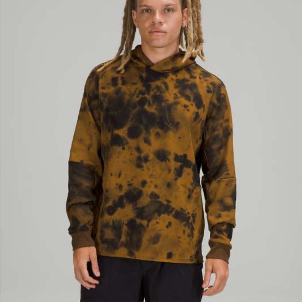 Lululemon Textured Tech Hoodie Diamond Dye Gold Spice Black Sweatshirt Sz M